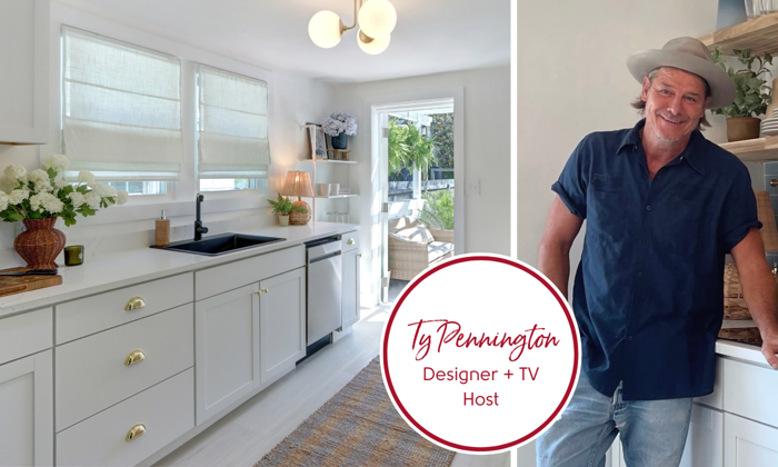 Ty Pennington in the Savanah cottege he remodeled using Ivory Brush Oak lvt click lock floors