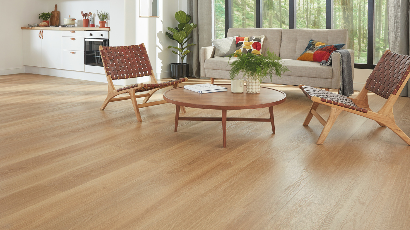 Warm Brushed Oak RKP8215 floors in a bright living room