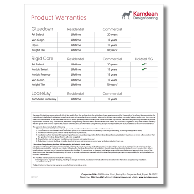 Karndean product warranty