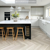 Karndean grey brushed oak herringbone wood flooring in a kitchen
