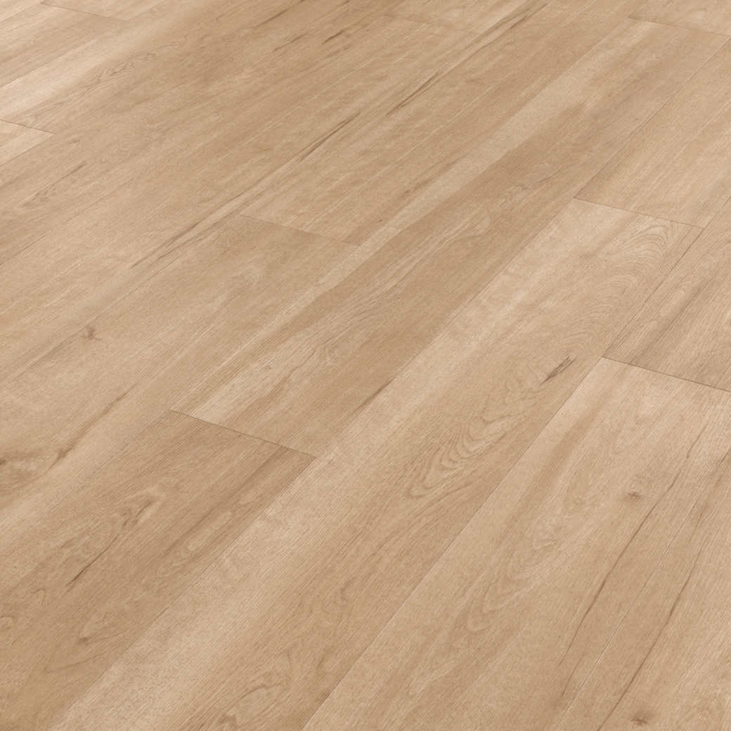 Birch light brown LVT flooring at an angle