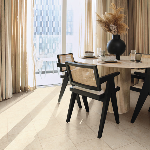 Natural Limestone stone LVT flooring laid in a kitchen